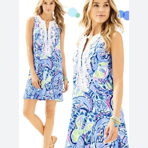 NWT Lilly Pulitzer Carlotta Peri Pinch Pinch stretch dress - Picture 2 of 5